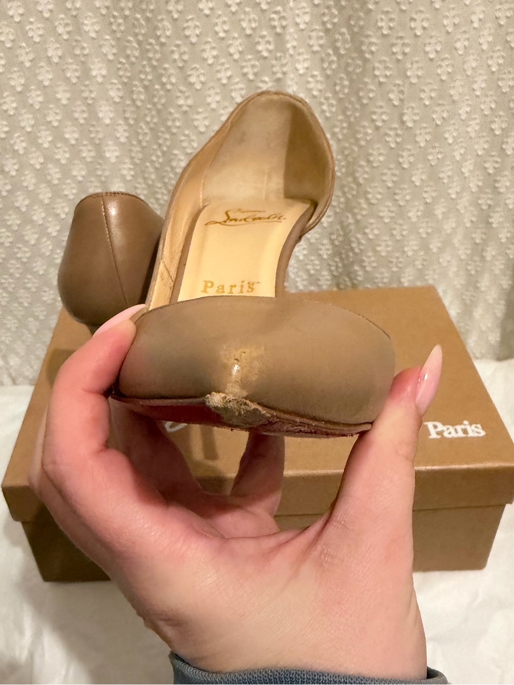 Christian Louboutin Nude d’Orsay Pointed-Toe Stiletto Pumps - Picture 13 of 15
